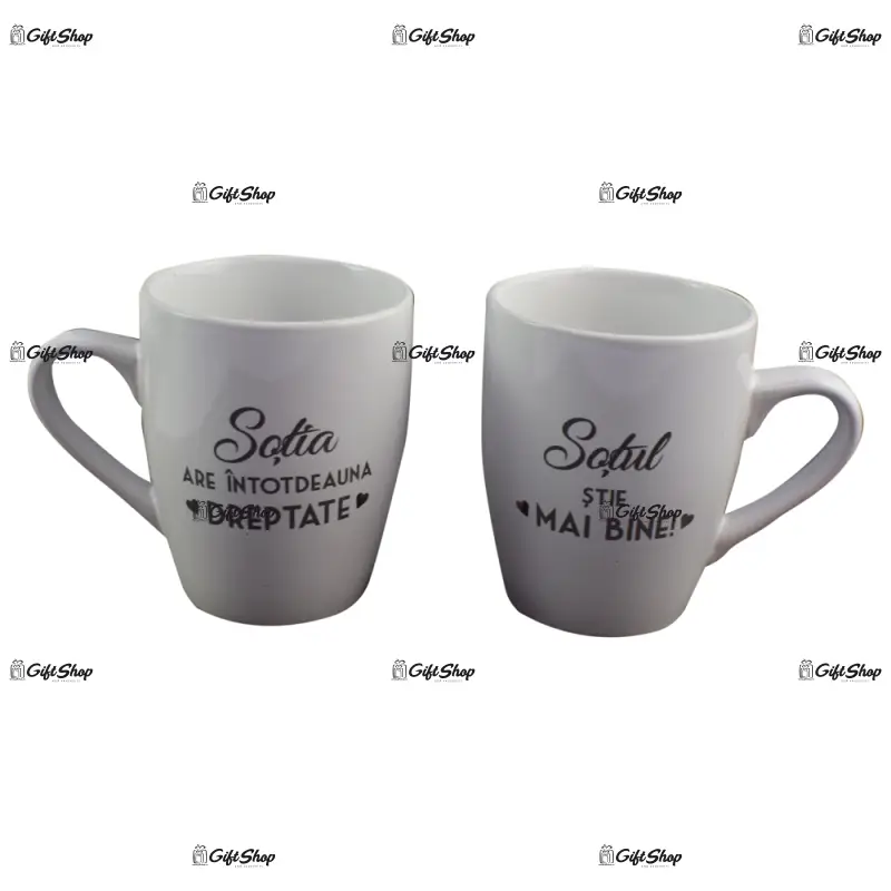 Set 2 cani wedding din ceramica 300 ml – „sotia/sotul”